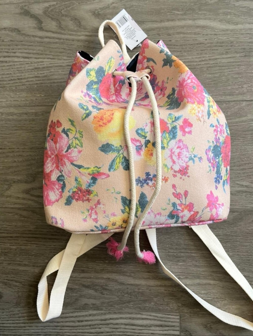 Floral Pink Drawstring Backpack - Women's Fashion Bag